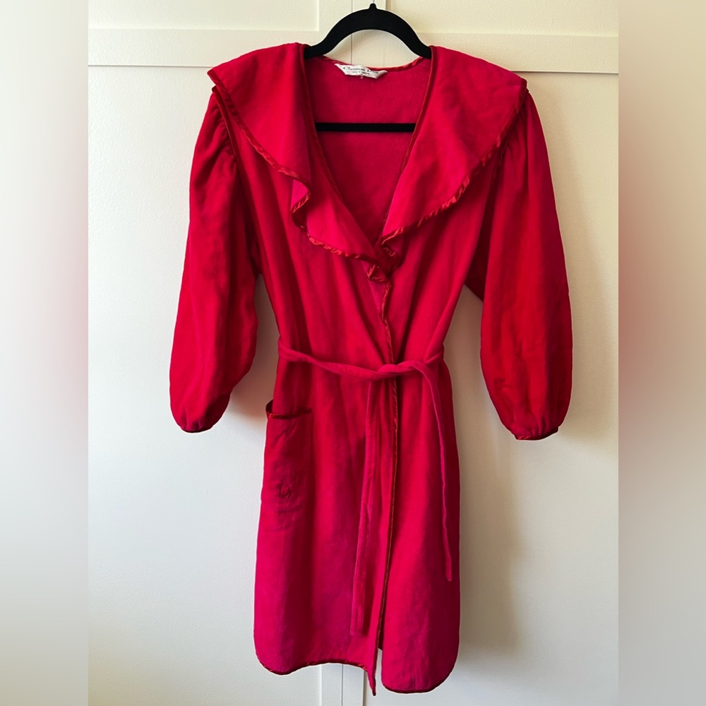 Christian Dior Magenta Pink Women’s Bath Robe Linge De Maison Belted Pockets-Med
